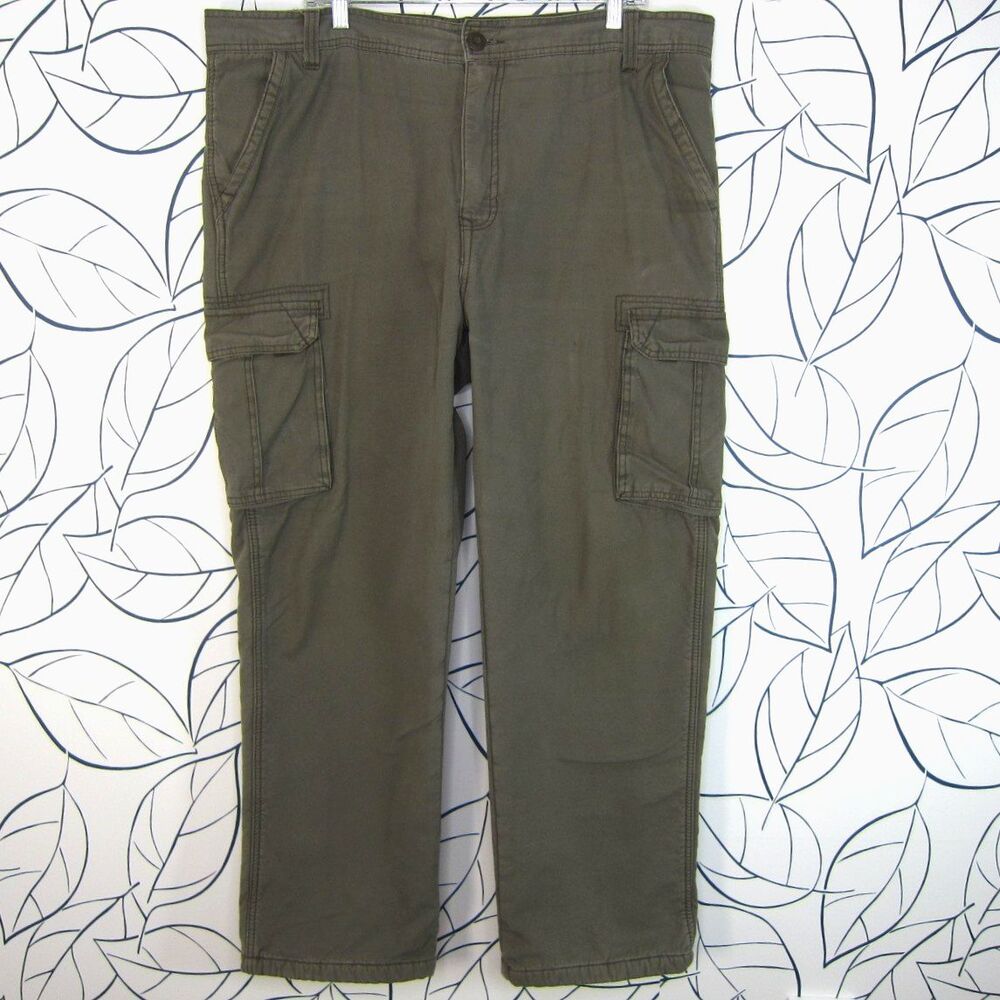 Smiths Workwear Fleece Lined Cargo Pants Olive Green Size 40 x 32